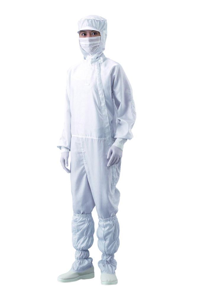 AS ONE ASPURE Overall for Cleanroom, Blue Polyester, Lateral Zip, Size S