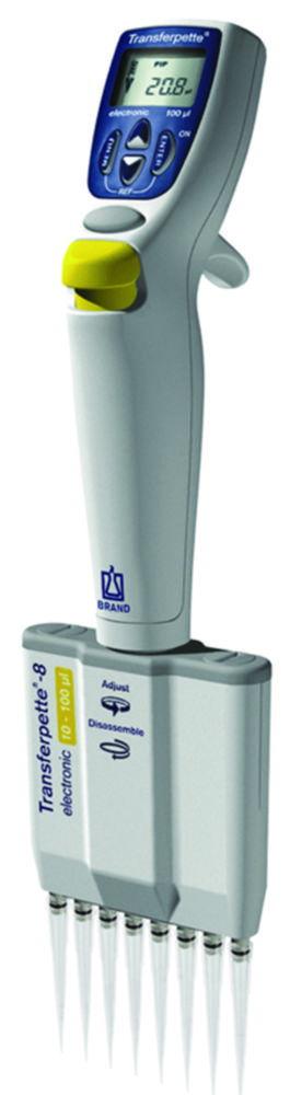 BRAND Transferpette-8 Electronic Multichannel Pipette with Charger (USA/Japan) – 0.5–10 µL