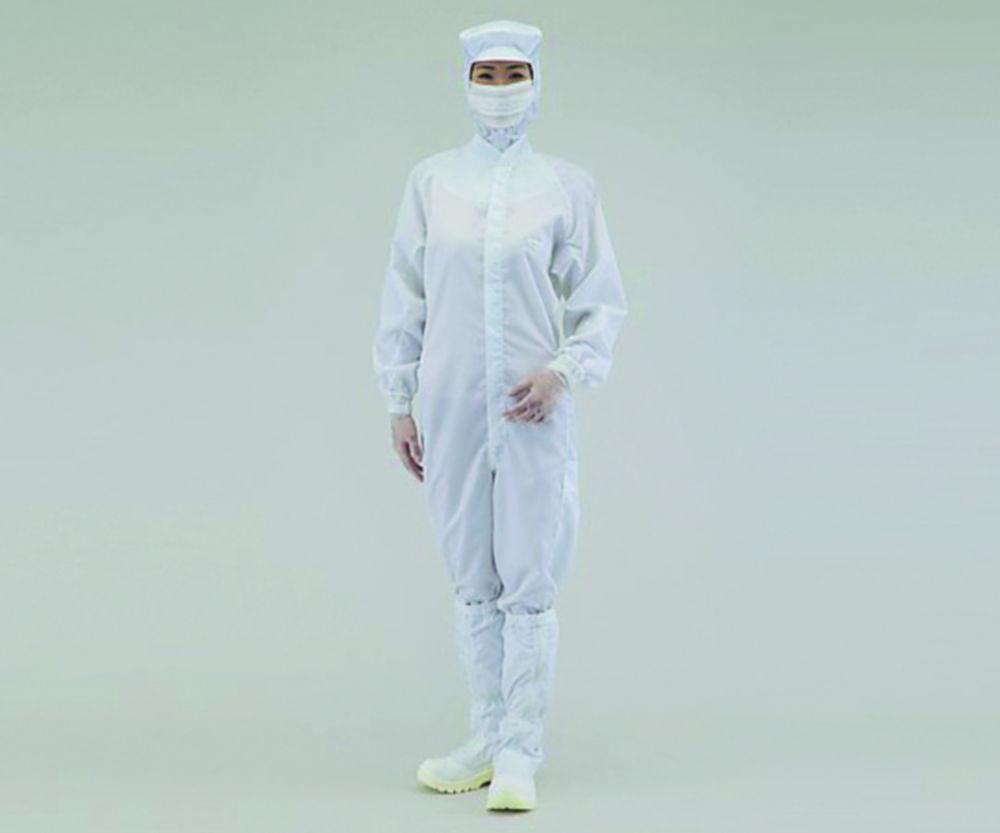 As One ASPURE Overall for Cleanroom, White, Polyester, Front Zip, Type 22110SW, Size M