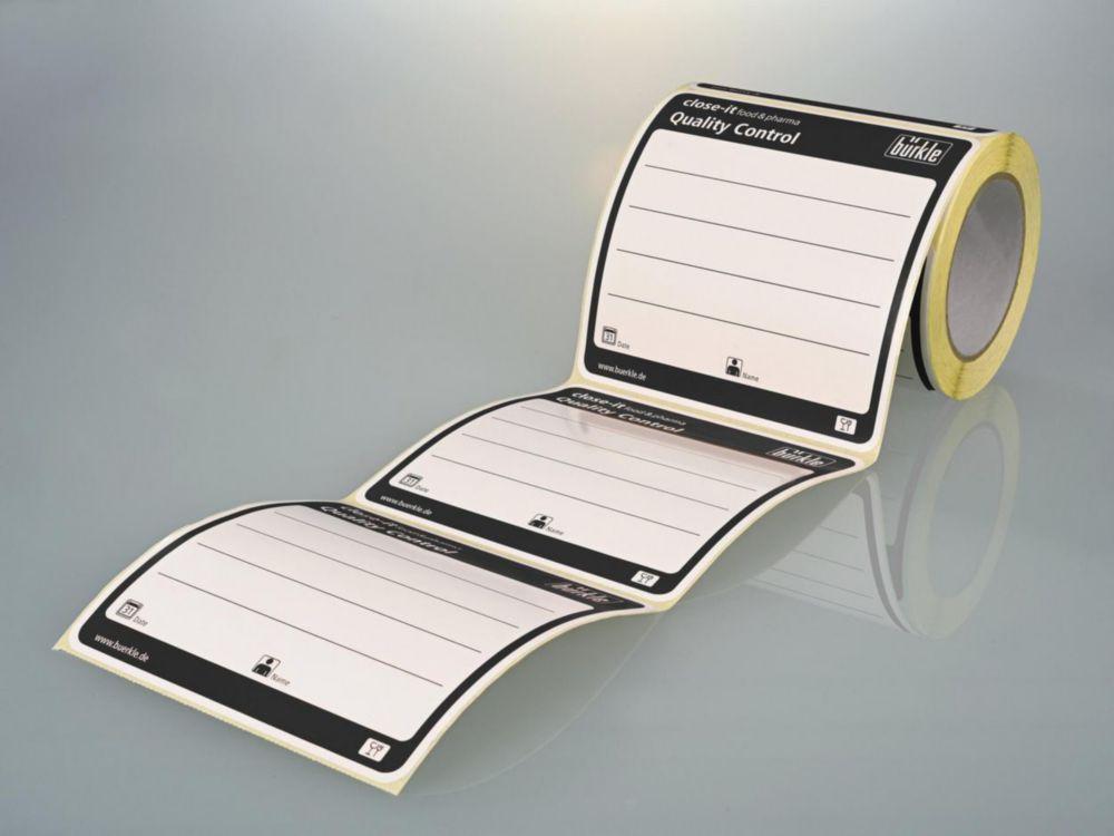 Bürkle Control Seals Close-It Food, Black, Printed, 150x150 mm, Roll of 250 pcs