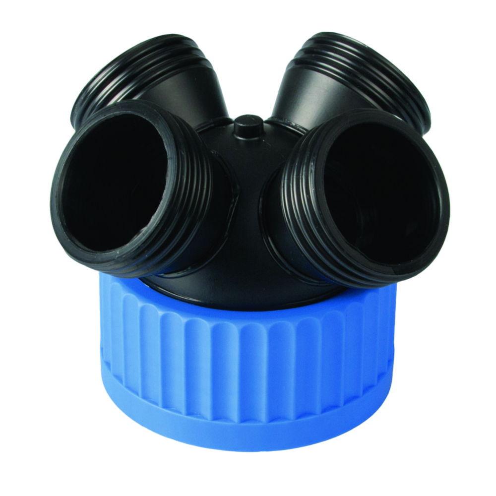 SCAT "Der Werner" Collector 4-Ways for HPLC Rinsing Bottle GLS80, PE-HD Electrostatic Conductive, 4 x GL45 (m)
