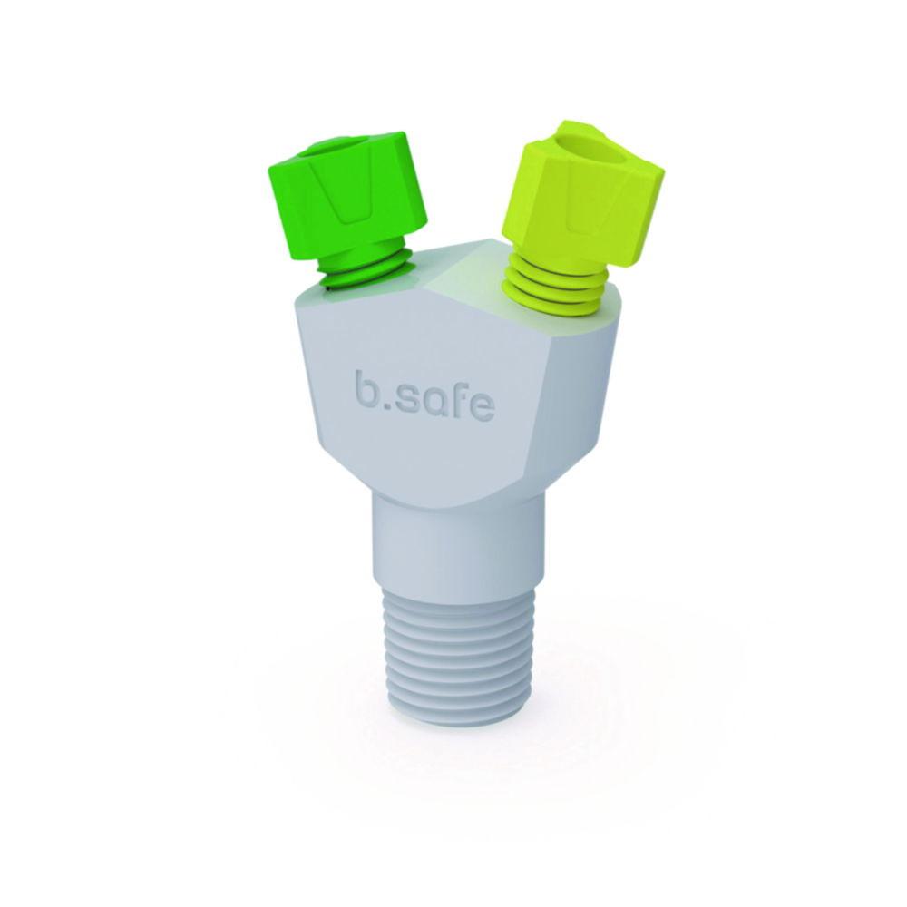 Bohlender b.safe Multiport, PTFE NPT 1/8", 3x UNF 1/4", 90°