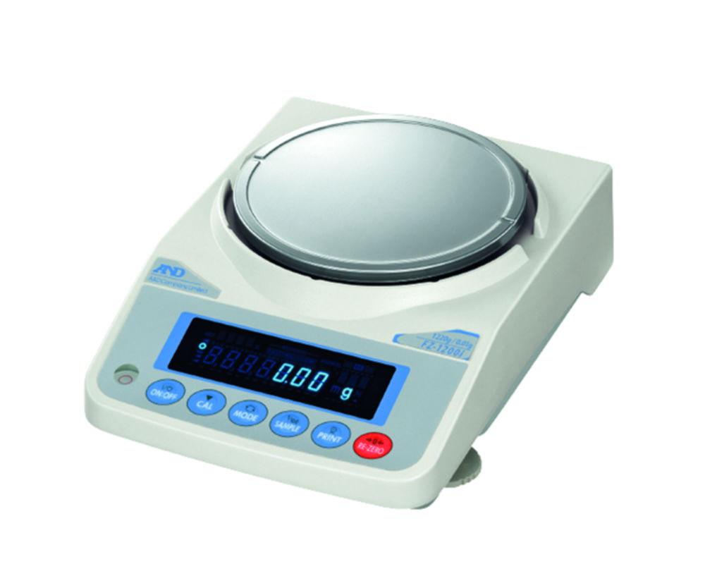 A&D FZ-1200i-WP-EC Precision Balance, Capacity 1,200 g / Readability 0.01 g, IP65, Internal Calibration, Weighing Plate 130 mm Ø