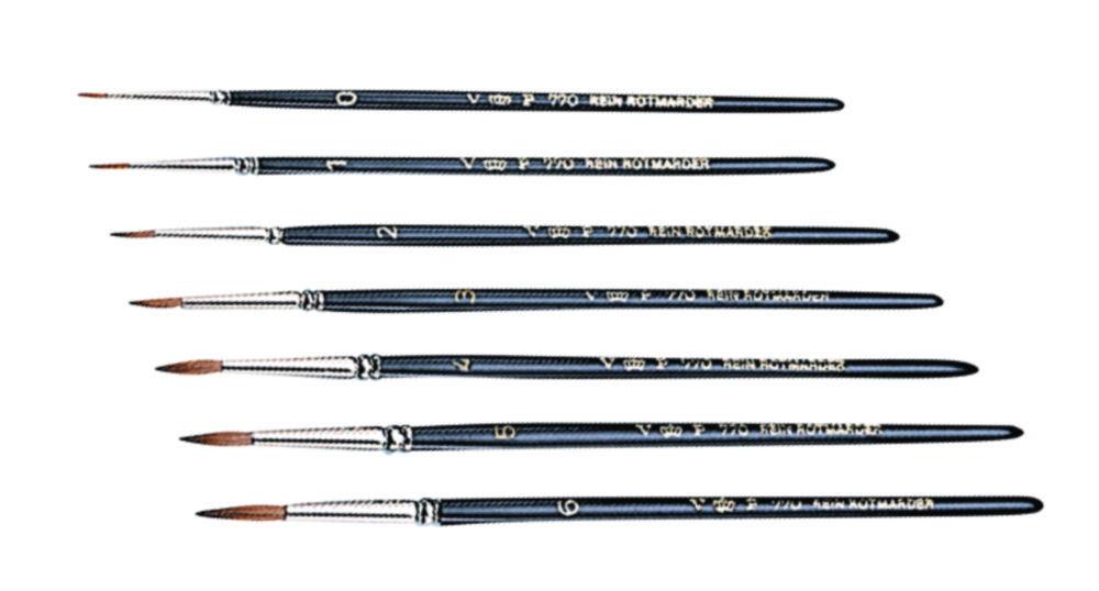 Red sable brush size 10 / 25, 5mm w.silver ferrule, black lacquered handle