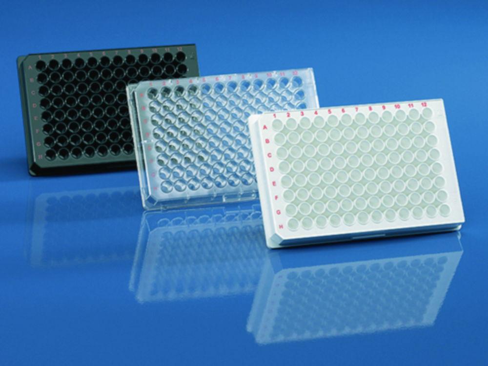 BRANDplates 384-Well CellGrade™ PS Black F-Bottom Microplate with Transparent Bottom and Lid (Sterile, Pack of 50)