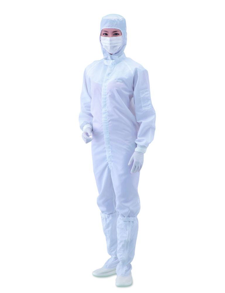 As One ASPURE Overall for Cleanroom, Blue, Polyester, Front Zip, Size 4L