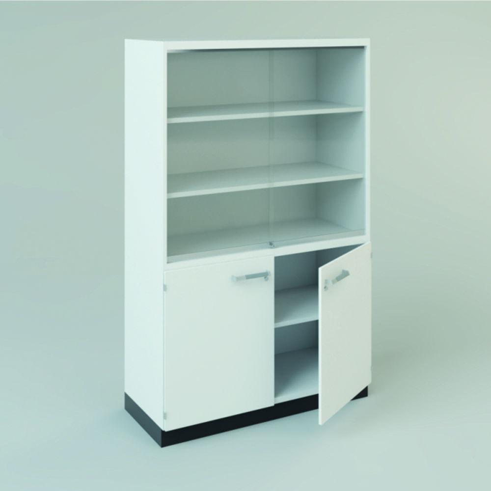 Tall storage cabinet 900x350x1920mm (WxDxH) top 2 slid.doors, bottom 2 doors, 3 shelves, lockable