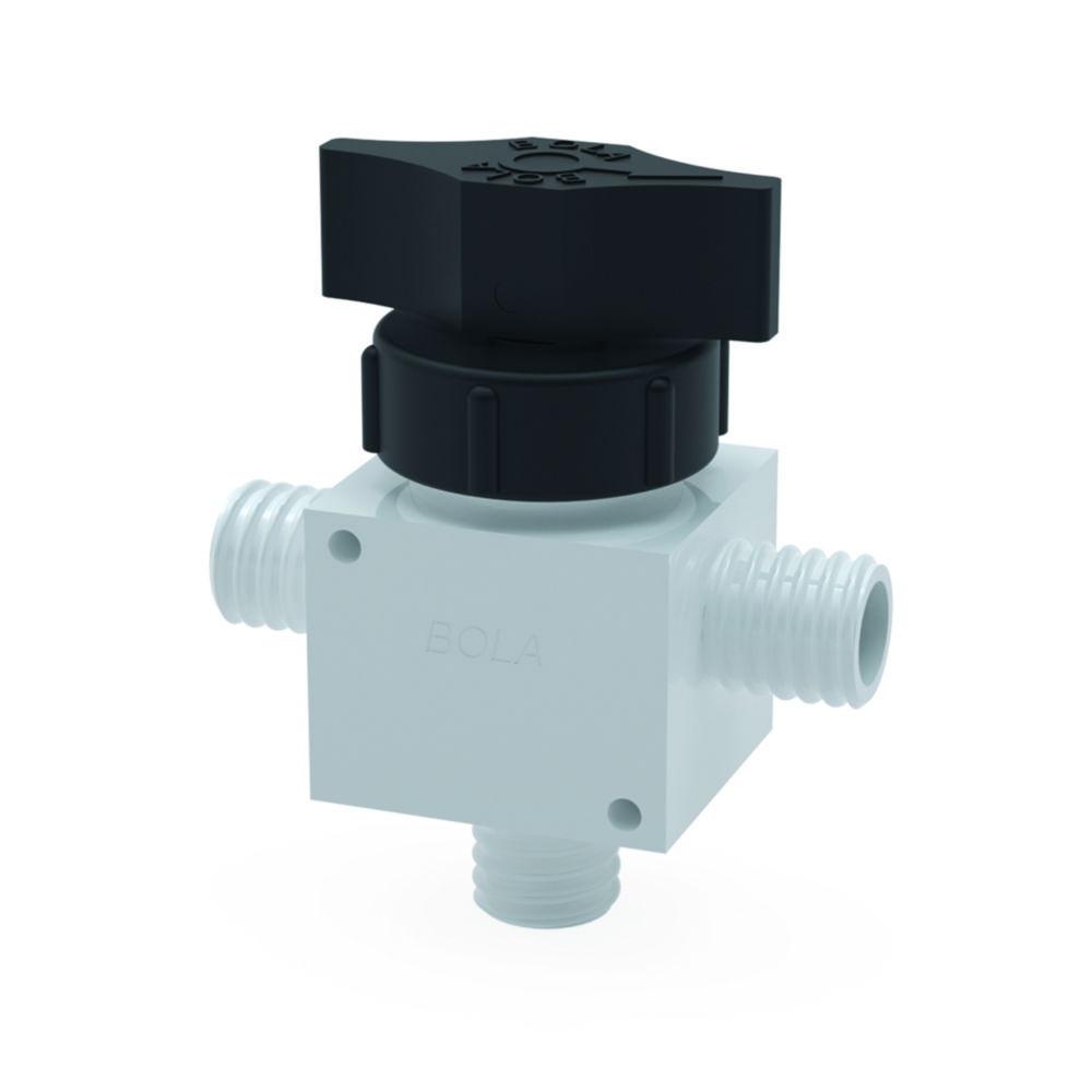 Bohlender 3-Way Ball Valves, PTFE Angled, GL 25, 8 mm Ø