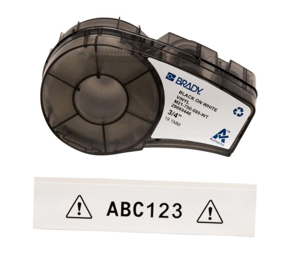 Brady Labels M21-750-595-WT 19.05x6.4m, Black on White, Self-Adhesive, Box of 6.4 m