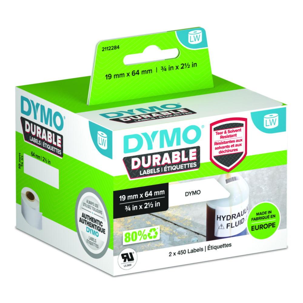 Dymo Original High-Performance Label for LabelWriter, Plastic Coated, White, Permanent Resistant, 2 x 450 Labels, 19mm x 64mm

