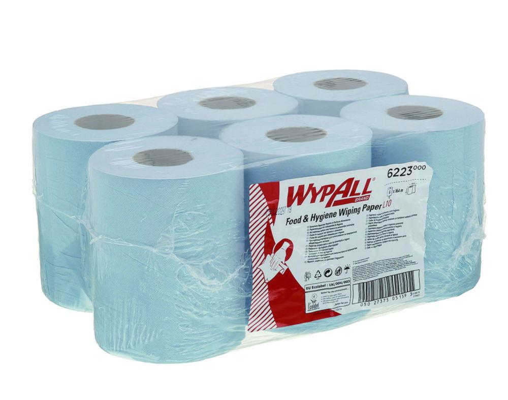 Kimberly-Clark WypAll Reach L10 Paper Wipes 38x18.3 cm for Food & Hygiene, Blue, 6 Rolls of 430 Cloths Each