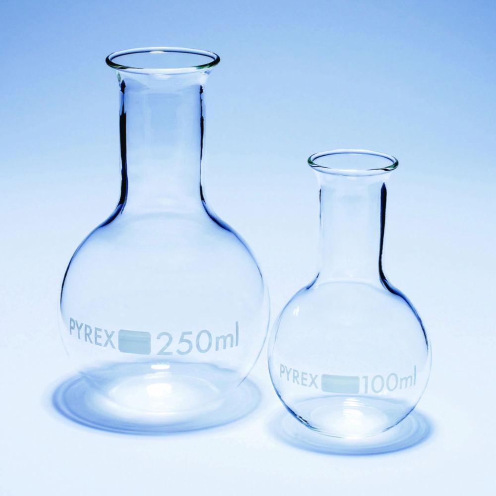 DWK Round Flask 500mL Narrow Neck Flat Bottom Pyrex Pack of 10