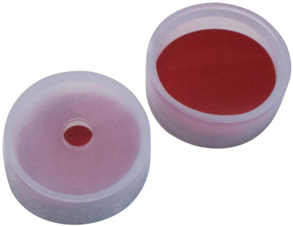 LLG Closure 22 mm, PE, Height 8.4mm, Cautchouc Red-Orange/TEF Transparent, 60° Shore A, 1.3 mm, Pack of 1000

