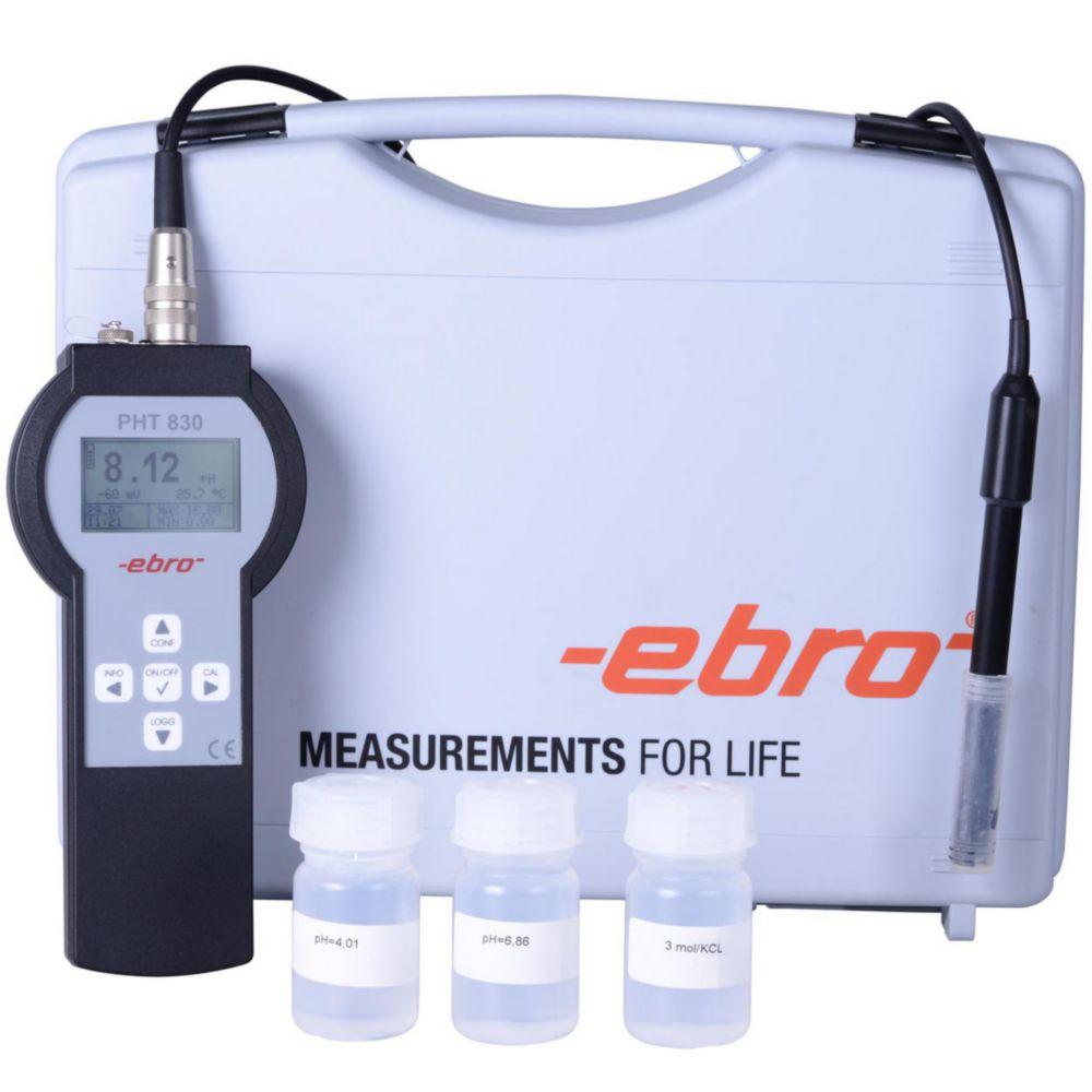 Xylem Ebro pH Meter PHT 830 Set 2 with Glass Electrode, including Case, pH 0-14, IP65
