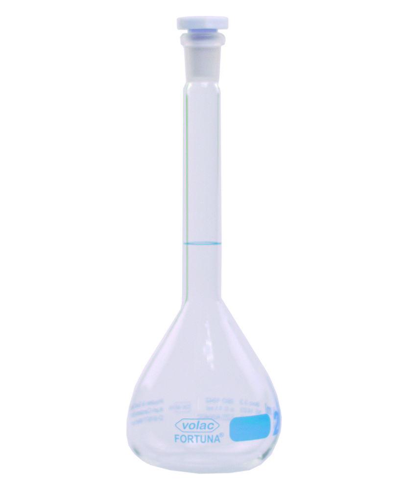 Poulten & Graf Volumetric Flask 10 mL NS 10 Borosilicate Glass Class A, KB, with PP Stopper Blue Graduated
