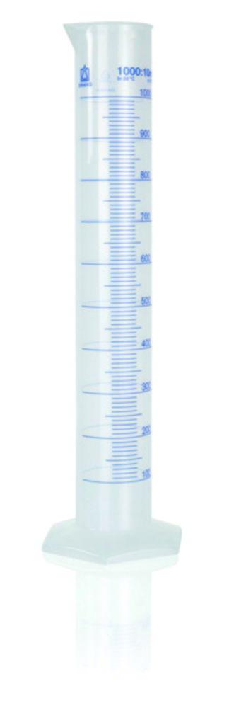 BRAND Graduated Cylinder Tall Form, 1000 mL:10 mL Gradations, PP, Blue Graduation

