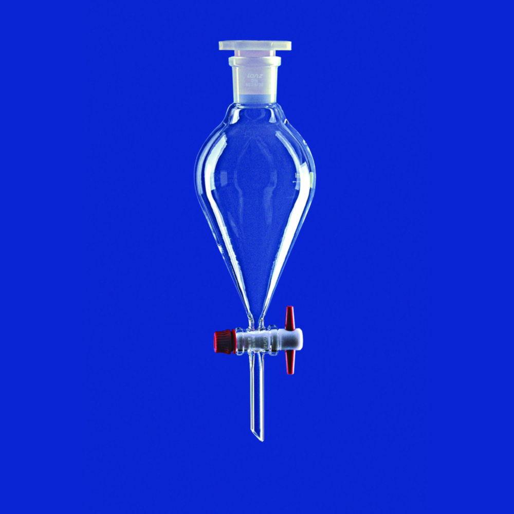 Lenz-Laborglas  & Co. KG 1000 mL Separating Funnel (NS 29/32, Borosilicate Glass, PTFE Plug, Conical, Ungraduated, with PE Stopper)