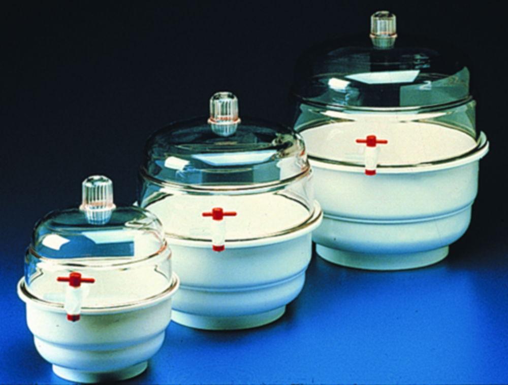 Bel-Art Vacuum Desiccators, PC/PP, with PTFE Stopcock Diam. 240 mm

