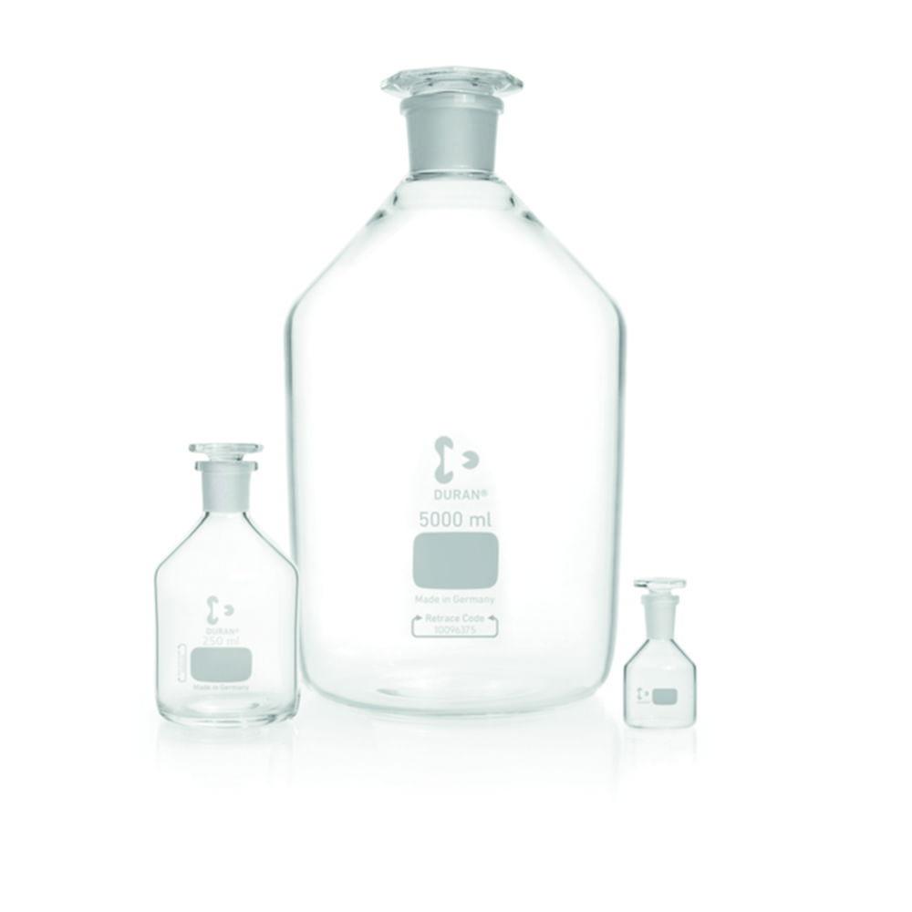 DWK Duran Narrow Neck Reagent Bottle, Clear Glass, with NS Glass Stopper, 500ml