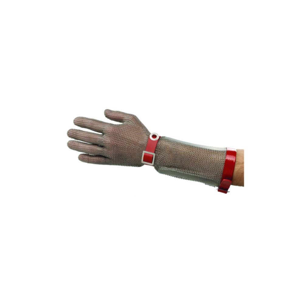 5-finger-glove with long cuff size s, white, reversible, with polyurethane strap - press-stud fastening