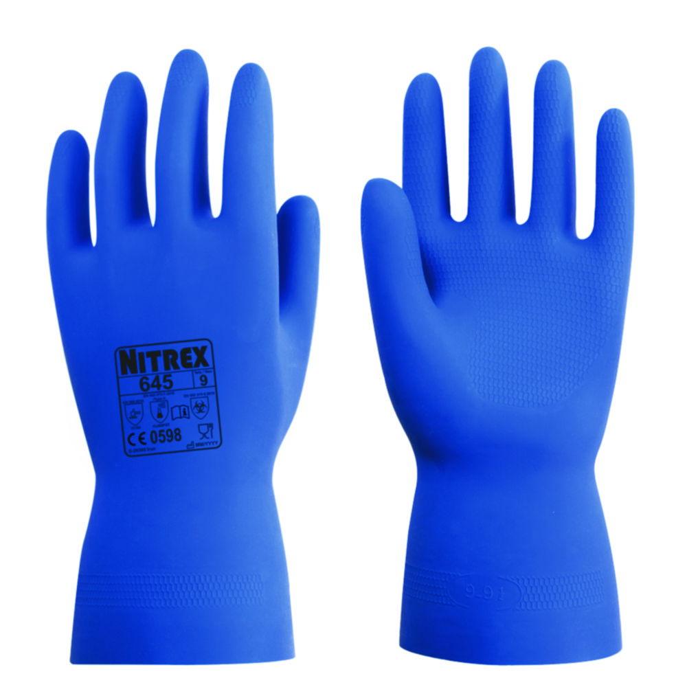 Chemical protective gloves Nitrex 440 S (7) latex, blue, flocked inside, pack of 10 pair