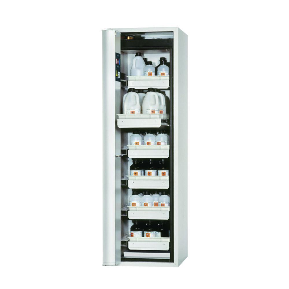 Asecos Safety Cabinet S-PHOENIX Vol.2-90 FDACL 596 x 616 x 1968 mm (WxDxH), Folding Door Grey RAL 7035, including 6 Pull-Out Drawers