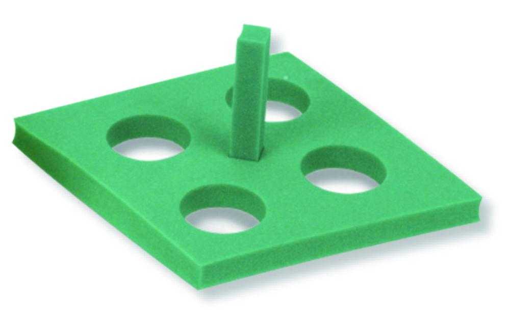 Heathrow Scientific Floating Tube Rack, Foam, Square, Green, for 4 Tubes Ø 50mL, Pack of 5