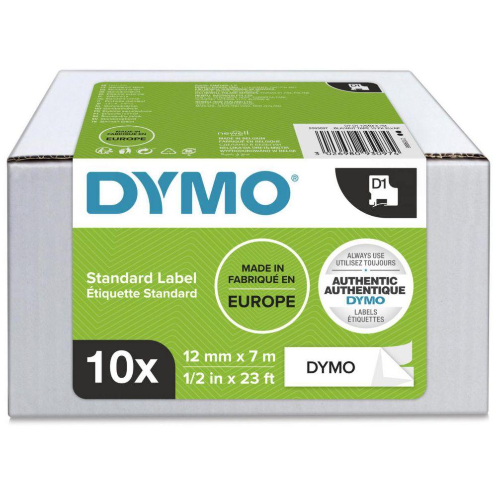 Dymo D1-Tape Big Pack: 10 Tapes, 12mm x 7m, Black on White

