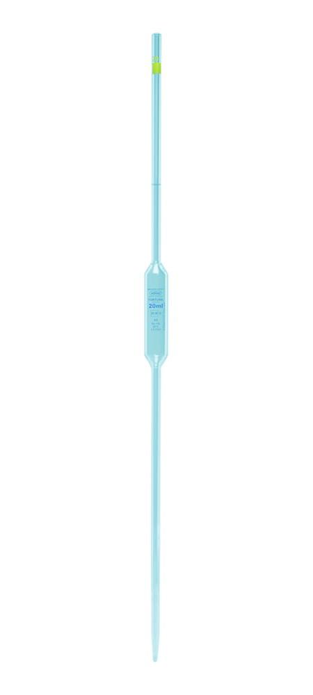 Poulten & Graf Bulp Pipette 15 mL 1 Mark CL. AS, KB, Clear Glass Blue Graduation