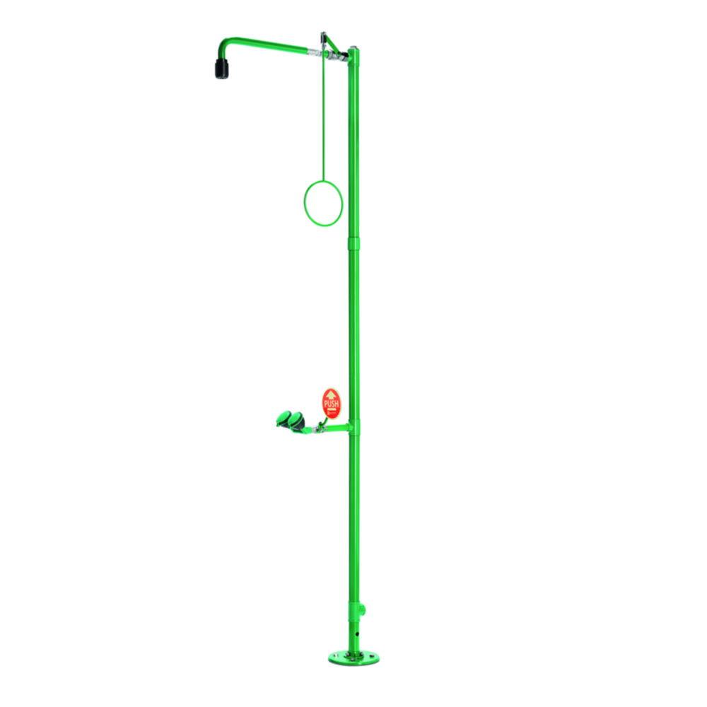 B-Safety Body Emergency Shower ClassicLine 50L with Safety Eye-Shower, Bottom Mounting, Stainless Steel, Powder Coated Green
