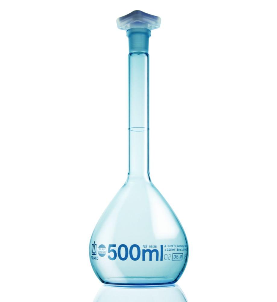 BRAND BLAUBRAND PURprotect 100 mL Volumetric Flask, Class A, NS 14/23, with PP Stopper and Plastic Coating