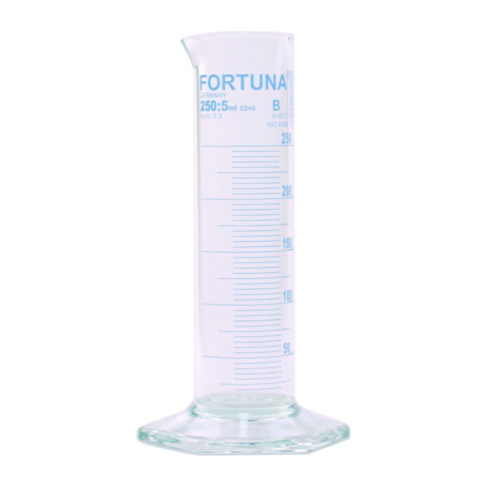 Poulten & Graf Measuring Cylinder 1000:20 mL Small Form Class B Boroglass Round Base Blue Graduation