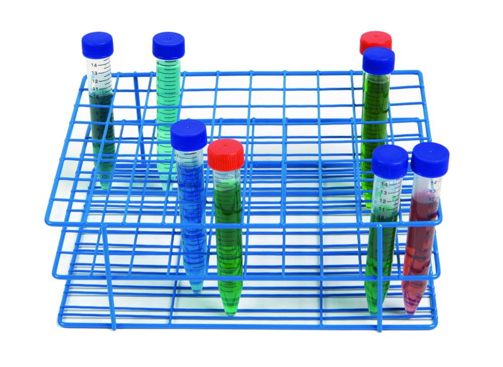 Heathrow Scientific Coated Wire Tube Rack 16–20mm 8x10 Format Blue