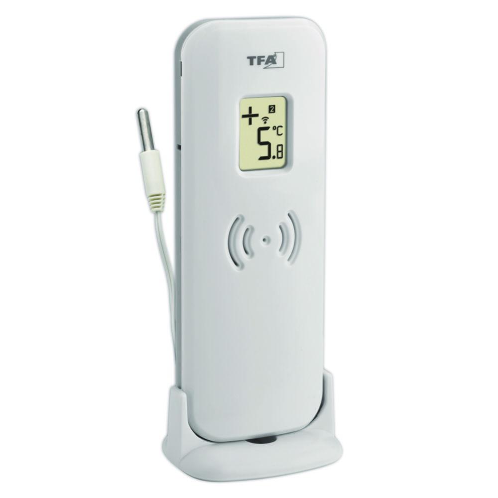 TFA Dostmann Temperature Transmitter with Cable Sensor for Wireless Transmission of the Outdoor Temperature Waterproof with Display

