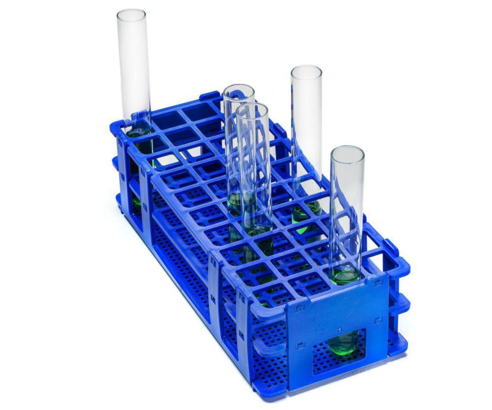 Bel-Art Test Tube Rack 40 Places, D: 20 mm, 4 x 10, Blue, Autoclavable
