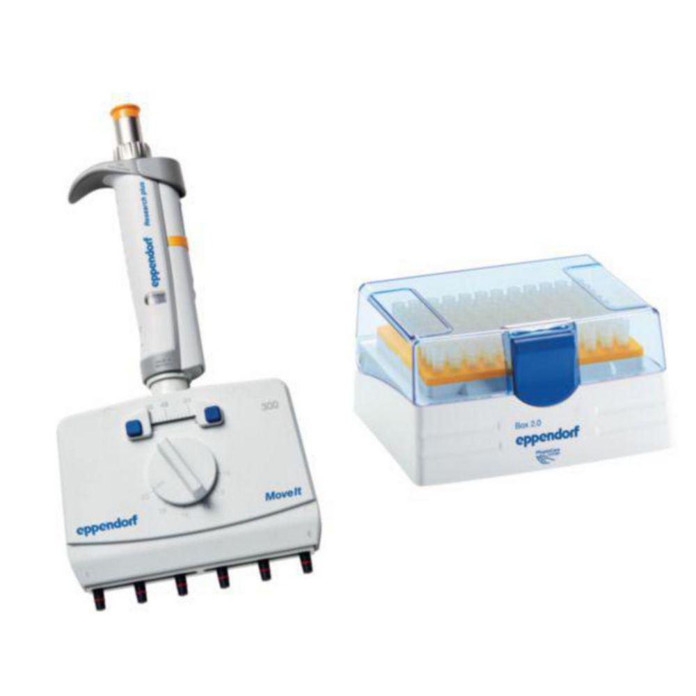 Eppendorf Research Plus Move It 6-Channel, 30-300 µL, Orange, Adjustable Cone Spacing