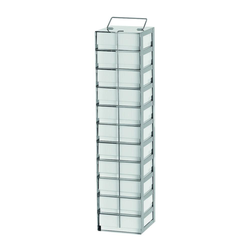 Classic rack for freezer 554x140x140mm for 10 cryoboxes, 50mm high, stainless steel with fixing rod