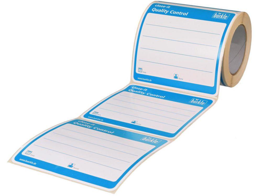 Bürkle Close-it Maxi Control Seals, 150 mm x 150 mm, Blue, Printed (Roll of 250)​
