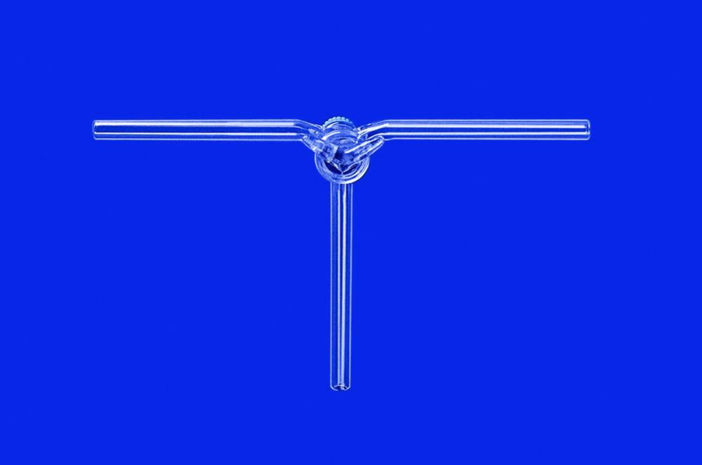 Lenz-Laborglas Stopcocks, Three Way, to Czako, Plug Solid, NS 14.5 Bore mm 1.5

