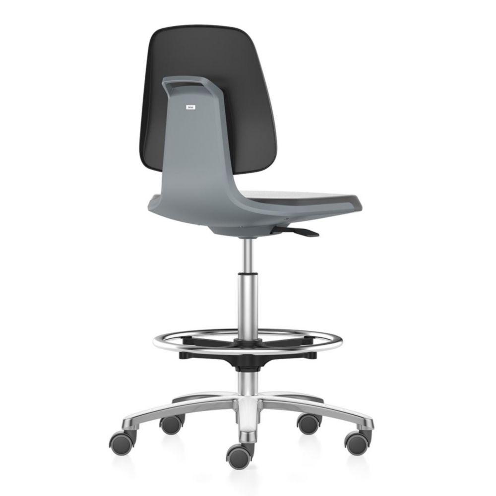 Interstuhl Büromöbel Laboratory Chair Labsit 4 Leatherette Magic Black, Alu Foot Cross, Seat Anthracite, Stop and Go Castors and Foot Ring