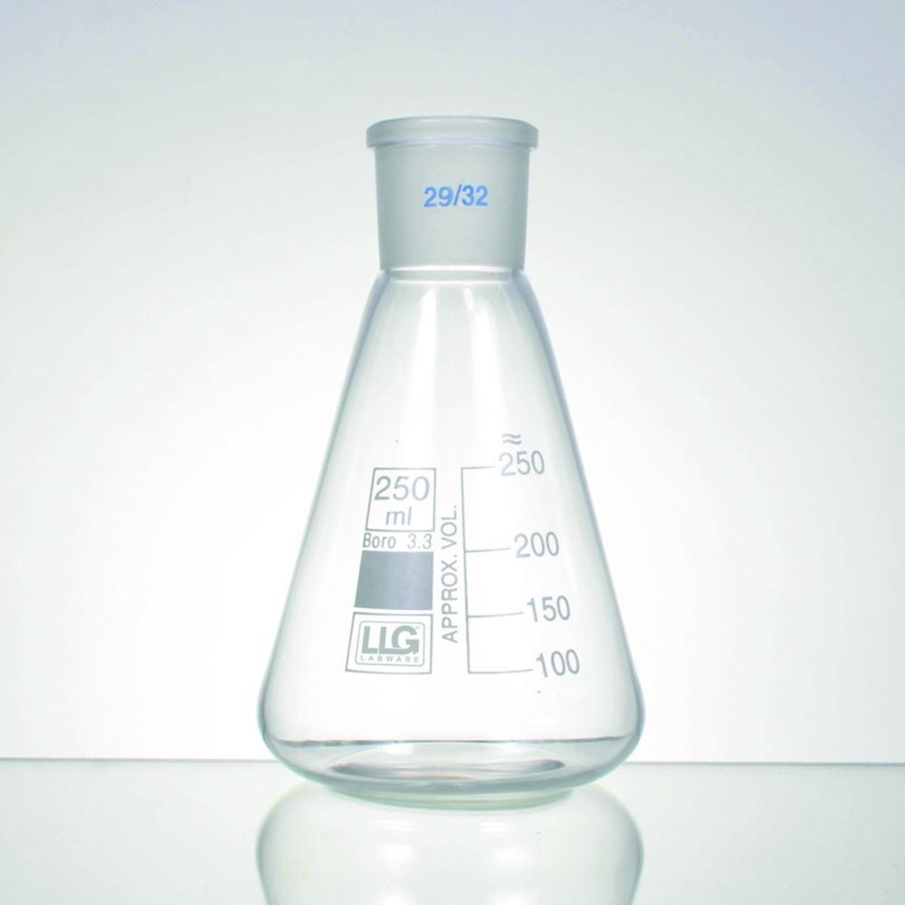 LLG Erlenmeyer Flask 100 ml, NS 14/23 Ground Joint, Borosilicate Glass 3.3, White Graduated, Pack of 2

