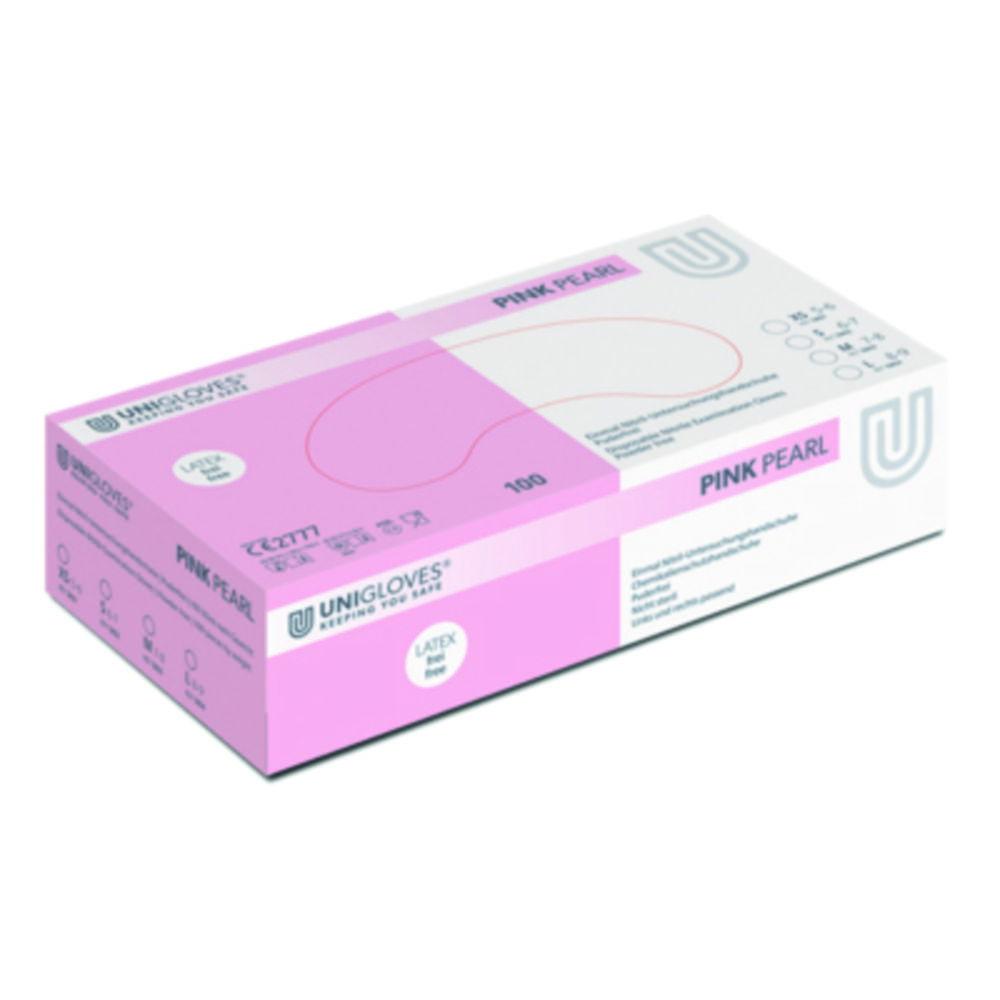 Unigloves Nitrile Gloves Pink Pearl Size L, Powder-Free, Non-Sterile, Rolling Edges, Micro-Roughened Finger Tips, Pack of 100