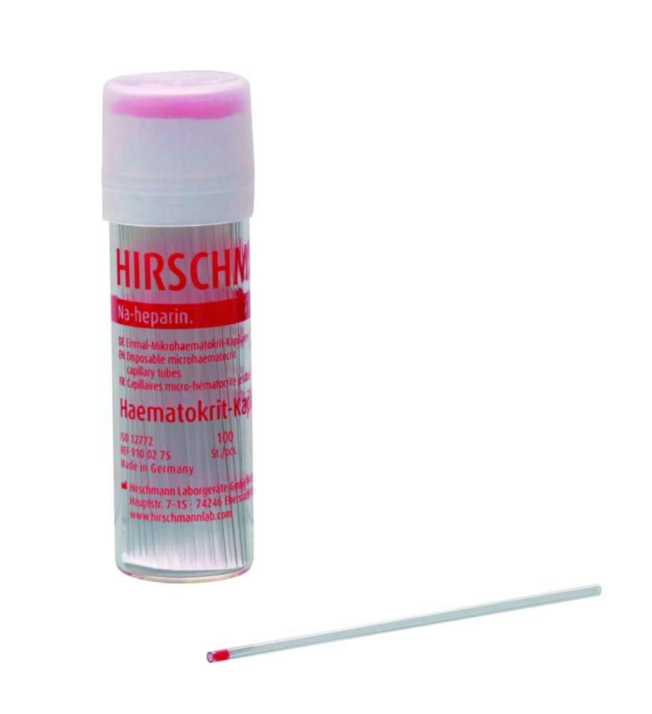 Hirschmann Laborgeräte Haematocrit Capillaries 75 µL, Single-Use, Na-Heparinized, Pack of 10 x 100