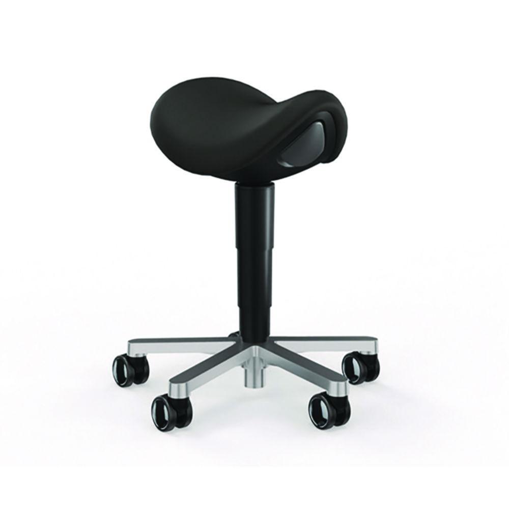 Interstuhl Laboratory/Medical Saddle Stool with Castors, Black Imitation Leather, Seat Height 540-800 mm