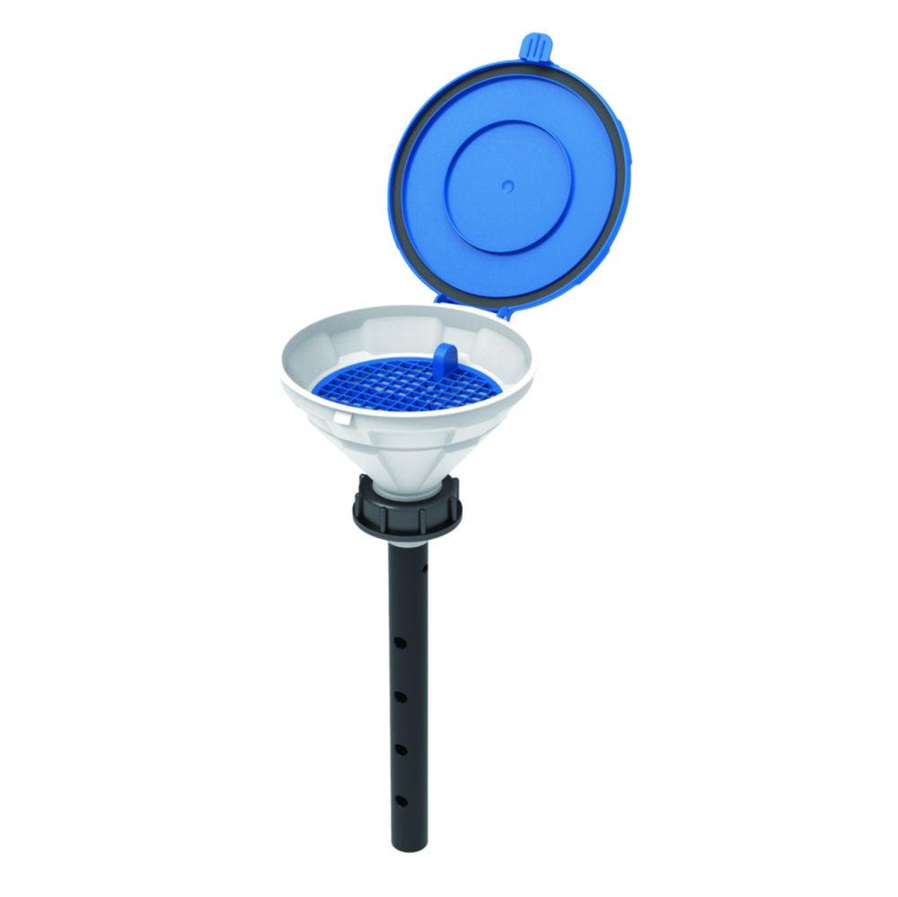 SCAT Funnel with lid "MARCO", V2.0, S55 PE-HD, with lance (220 mm) and removable sieve


