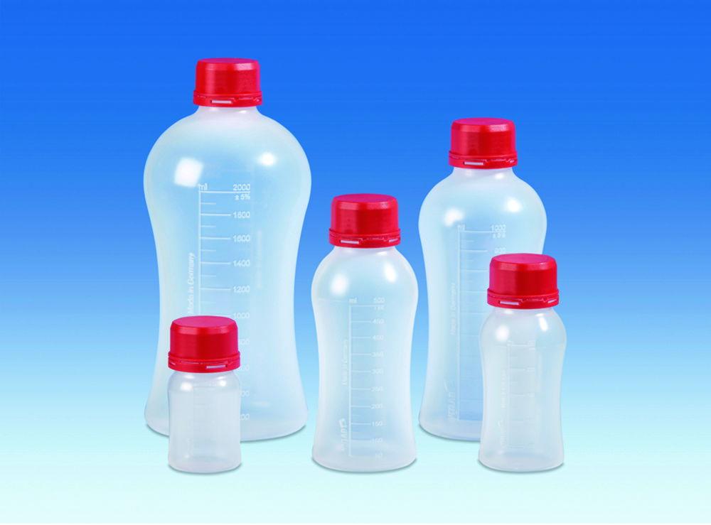 VITLAB VitGrip Laboratory Bottles 125 ml PP with Originality Closure GL45, Pack of 6

