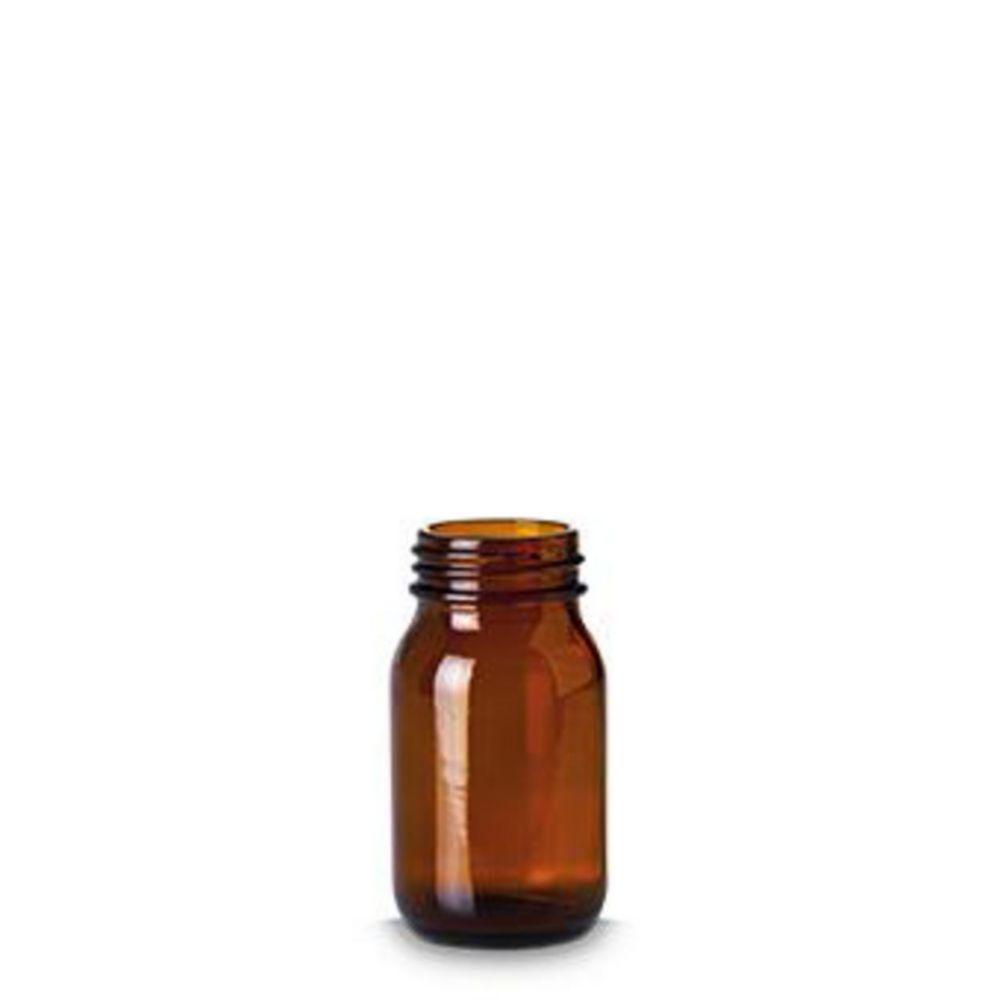 RIXIUS Wide-Neck Amber Glass Bottle 100 mL, DIN 40, Without Cap 9072165 (Pack of 56)