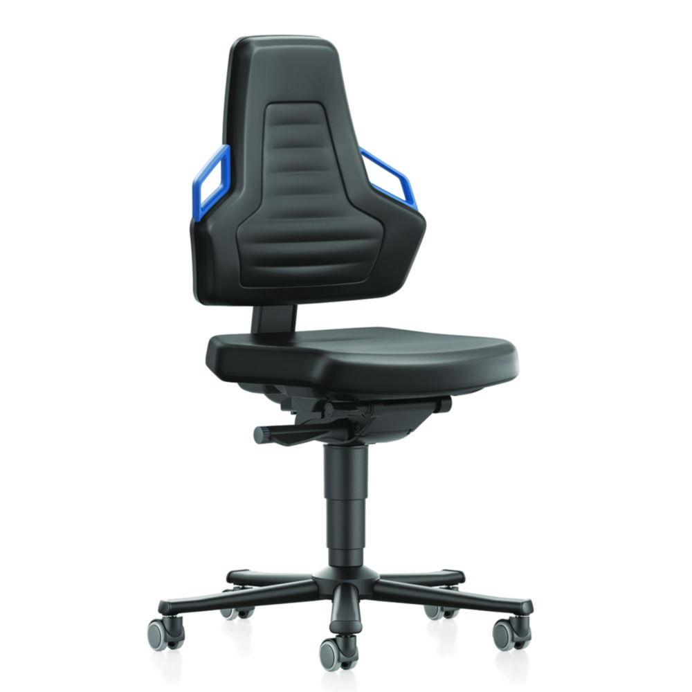 Interstuhl Büromöbel Working Chair Nexxit 2 with Castors Synthetic Leather Black / Handles Blue Seat Height 450-600mm