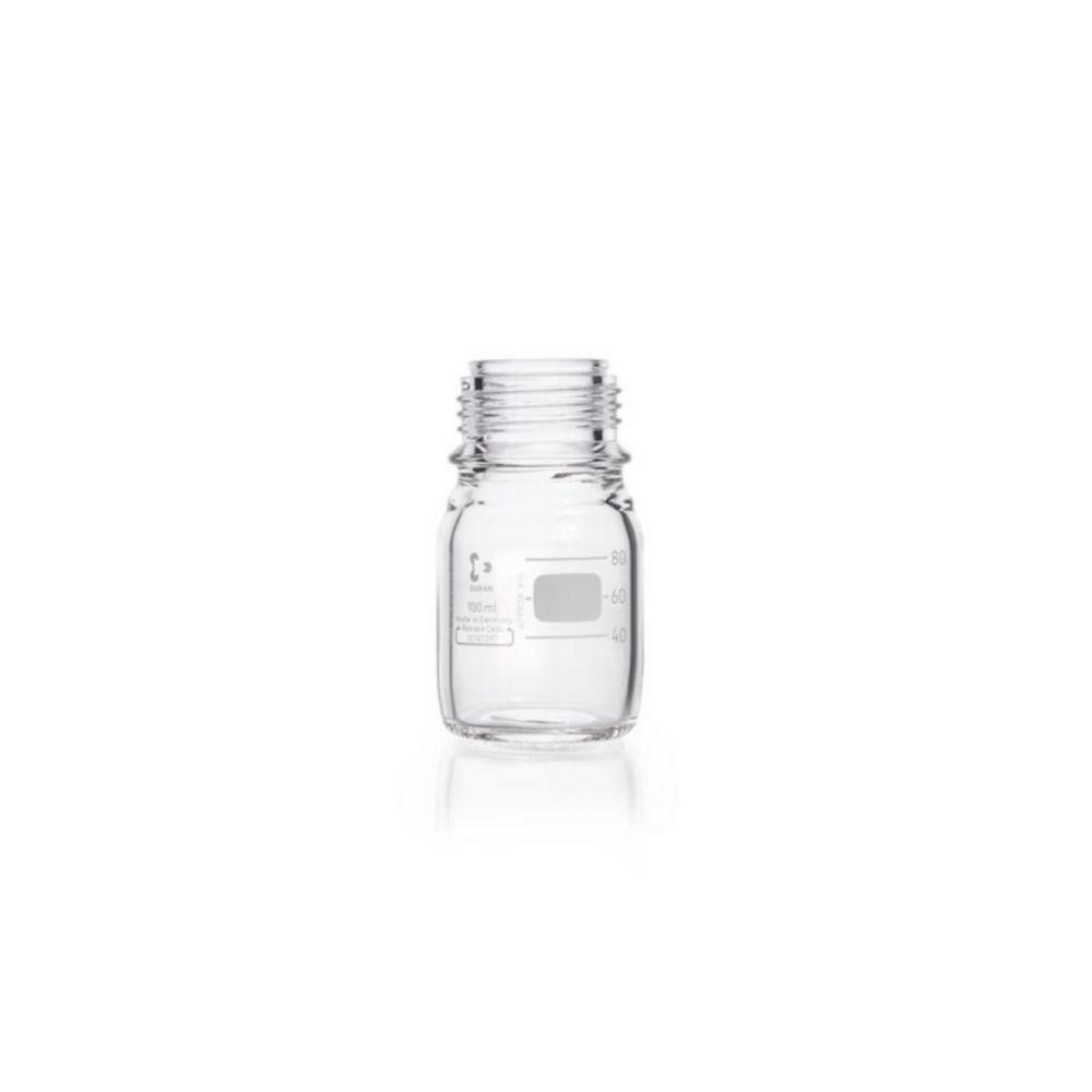 DWK Duran 100 mL Clear Glass Laboratory Bottle, GL 45, Without Cap and Pouring Ring