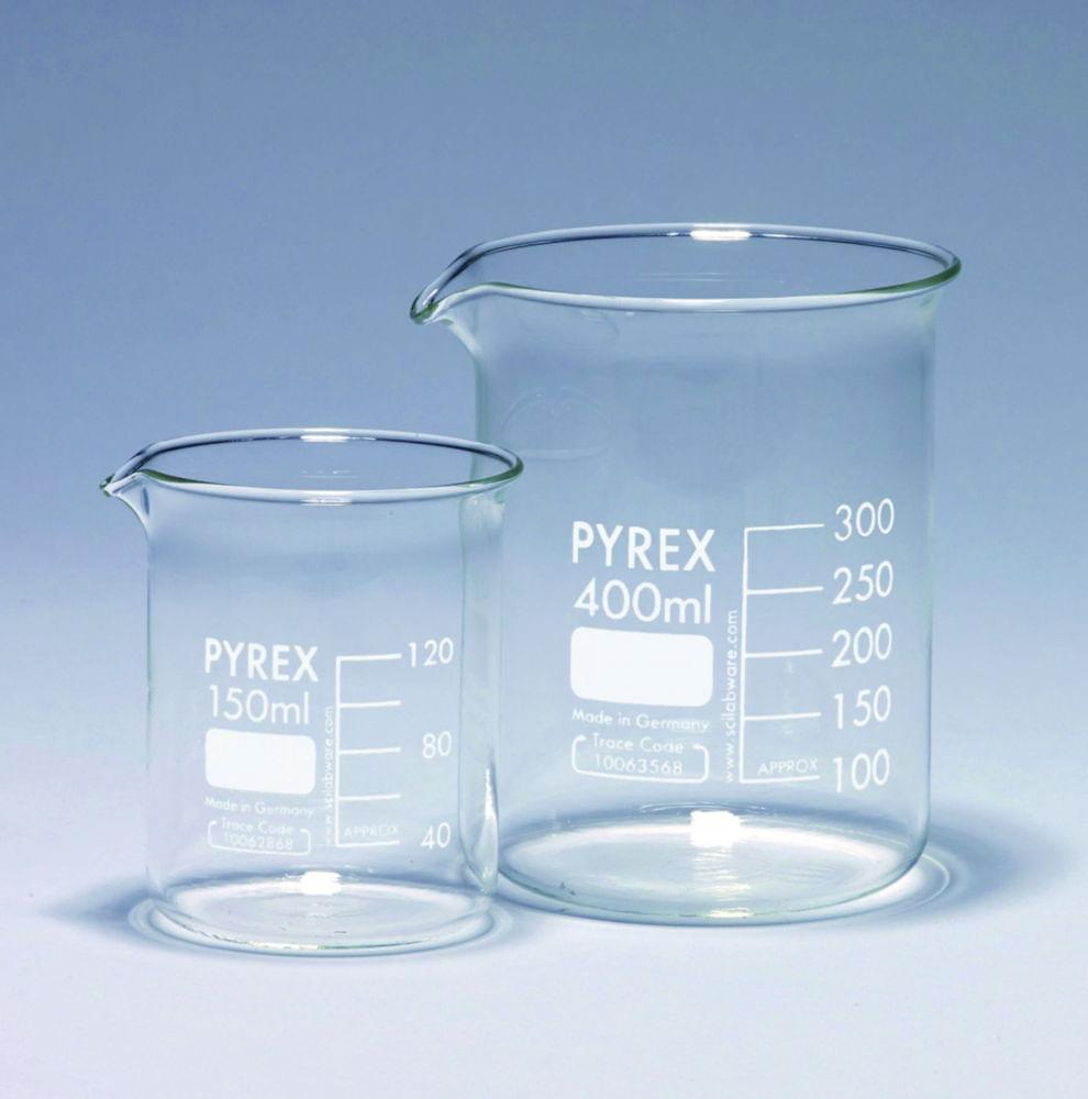 DWK Pyrex Borosilicate Glass Beaker 1000 mL, Graduated, Pack of 10